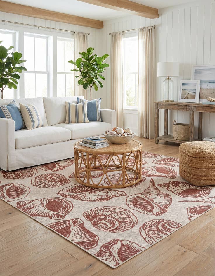 Detail image of 10' x 10' Easy-Clean Coastal Indoor / Outdoor Square Rug