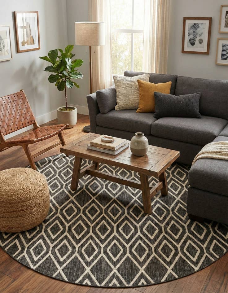 Detail image of 7' x 7' Easy-Clean Jill Zarin Indoor / Outdoor Round Rug