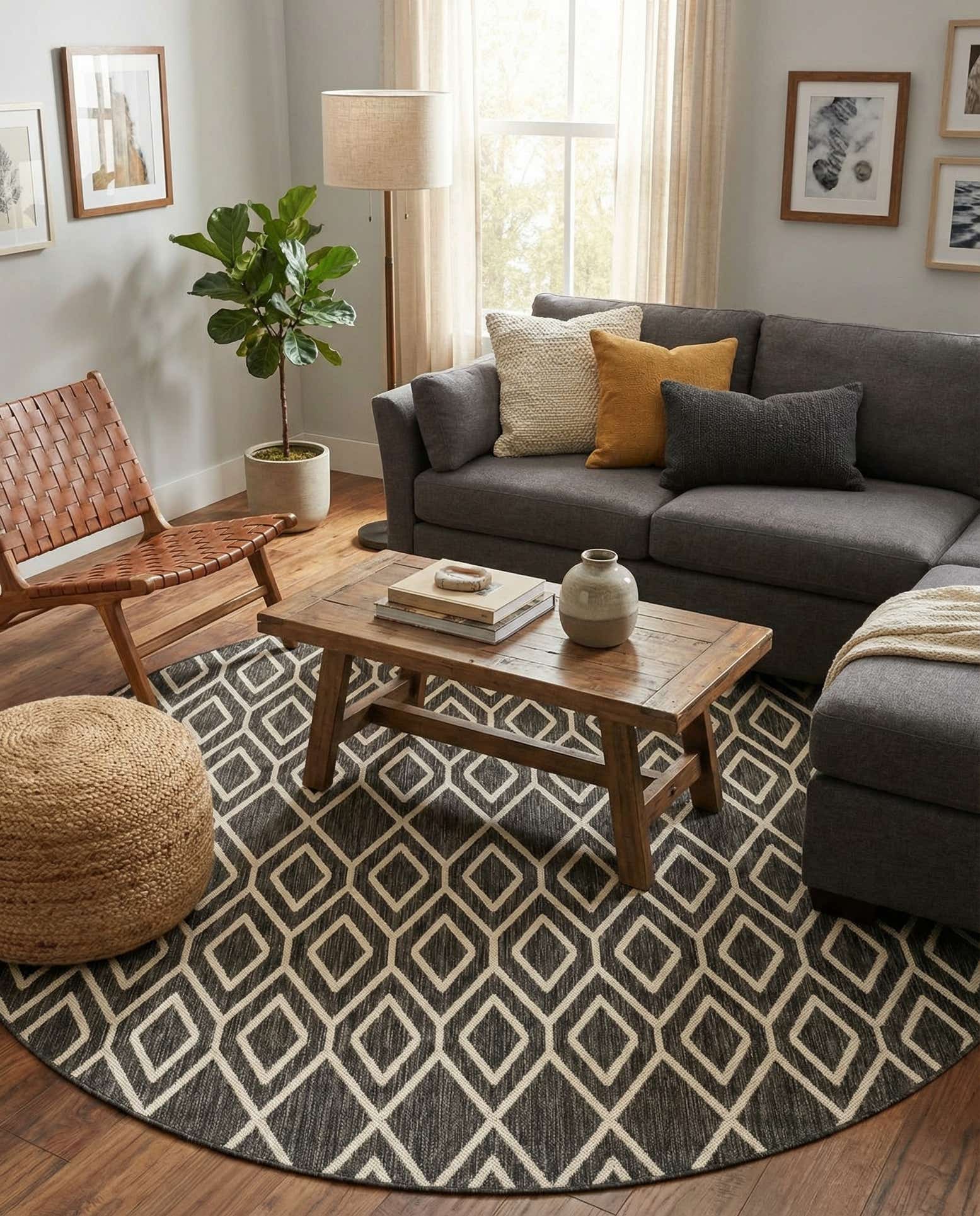 7' x 7' Easy-Clean Jill Zarin Indoor / Outdoor Round Rug