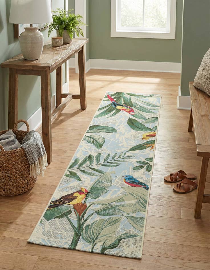 Detail image of 2' x 8' Easy-Clean Botanical Indoor / Outdoor Runner Rug