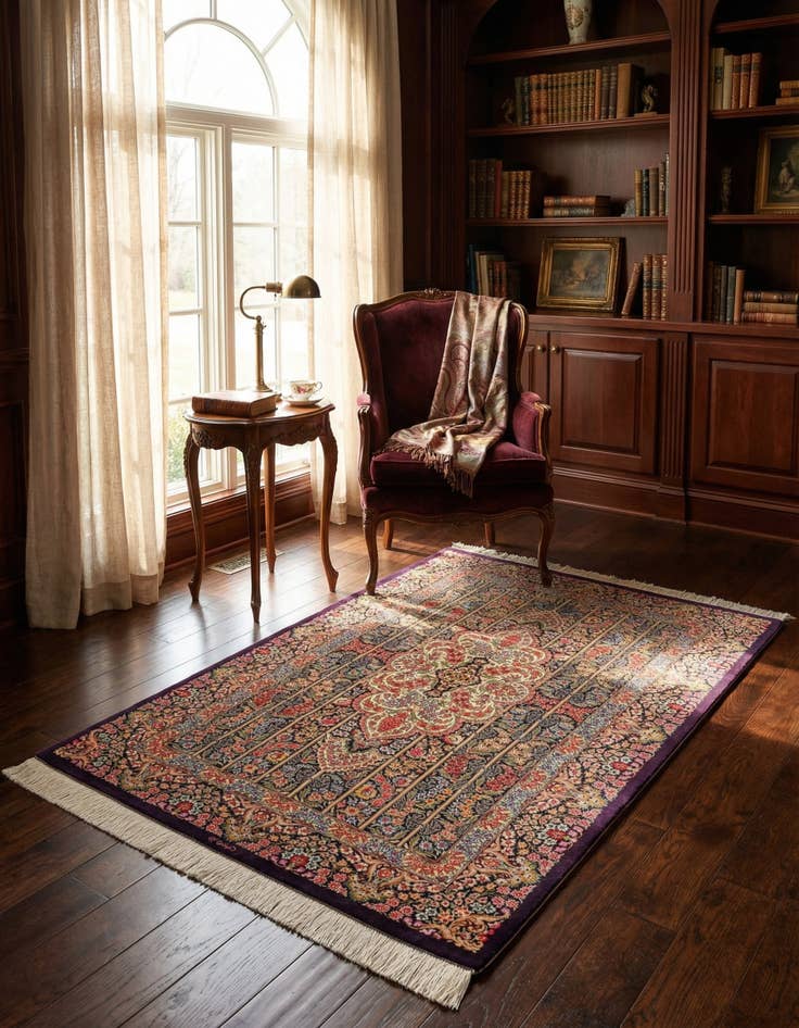 Detail image of 3' 3 x 4' 10 Ghom Silk Rug