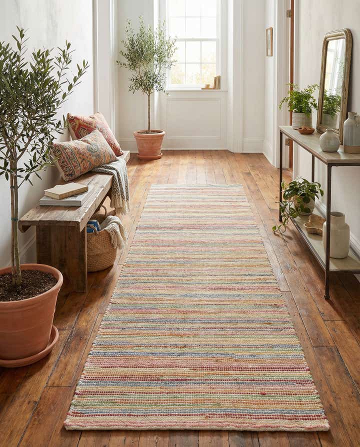 2' 7 x 8' Hand Woven Happy Rugs Rainbow Weave Runner