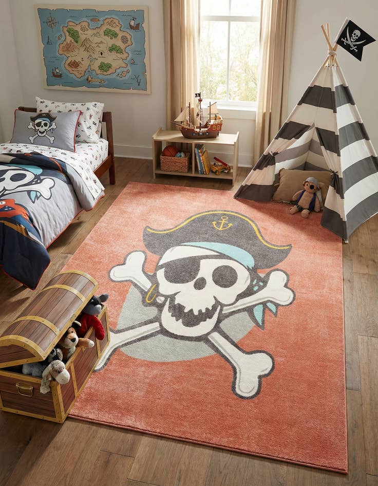 Detail image of 7' 10 x 10' Pirate Whimsy Kids Rug
