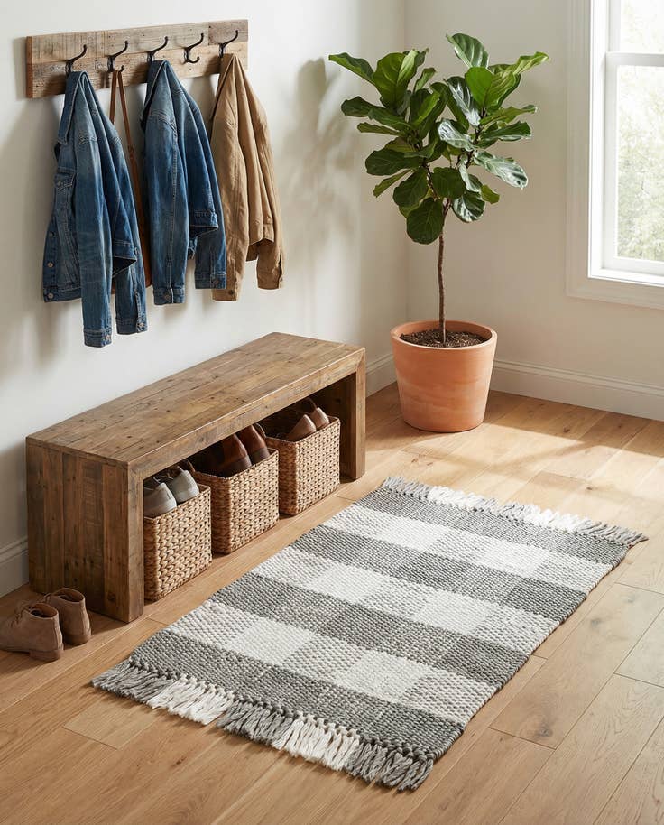 Detail image of 2' 2 x 3' Easy-Clean Eco Plaid Washable Indoor / Outdoor Rug
