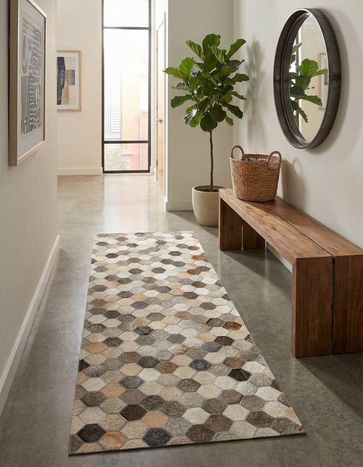 Detail image of 2' 2 x 6' 1 Cowhide Leather Runner Rug