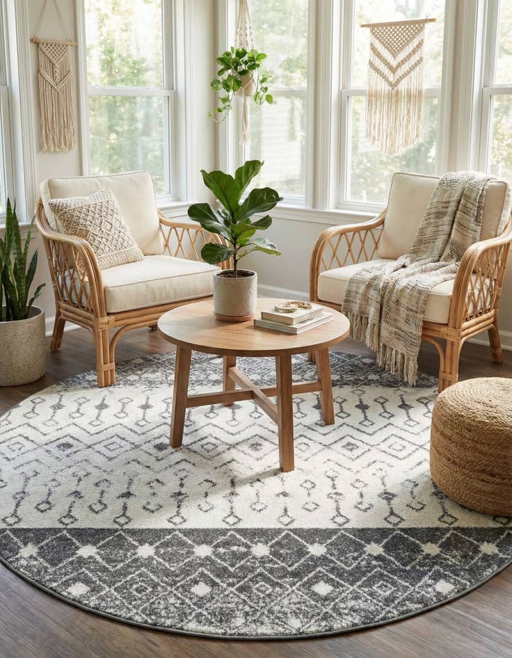 Detail image of 6' x 6' Moroccan Trellis Round Rug