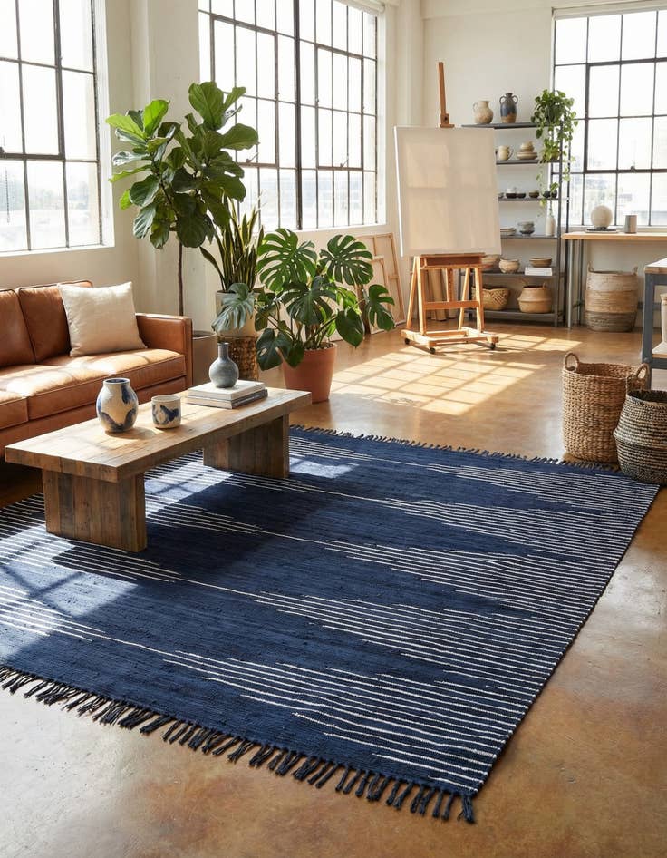 Detail image of 10' x 10' Hand Woven Chindi Cotton Square Rug