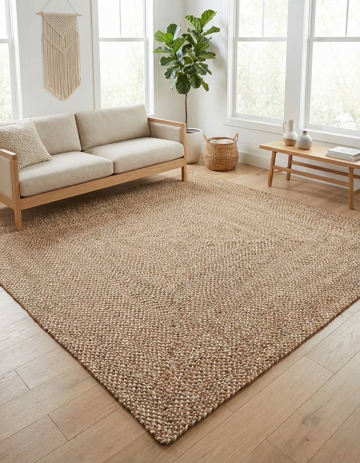 Detail image of 7' 10 x 7' 10 Handmade Tweed Braided Jute Square Rug