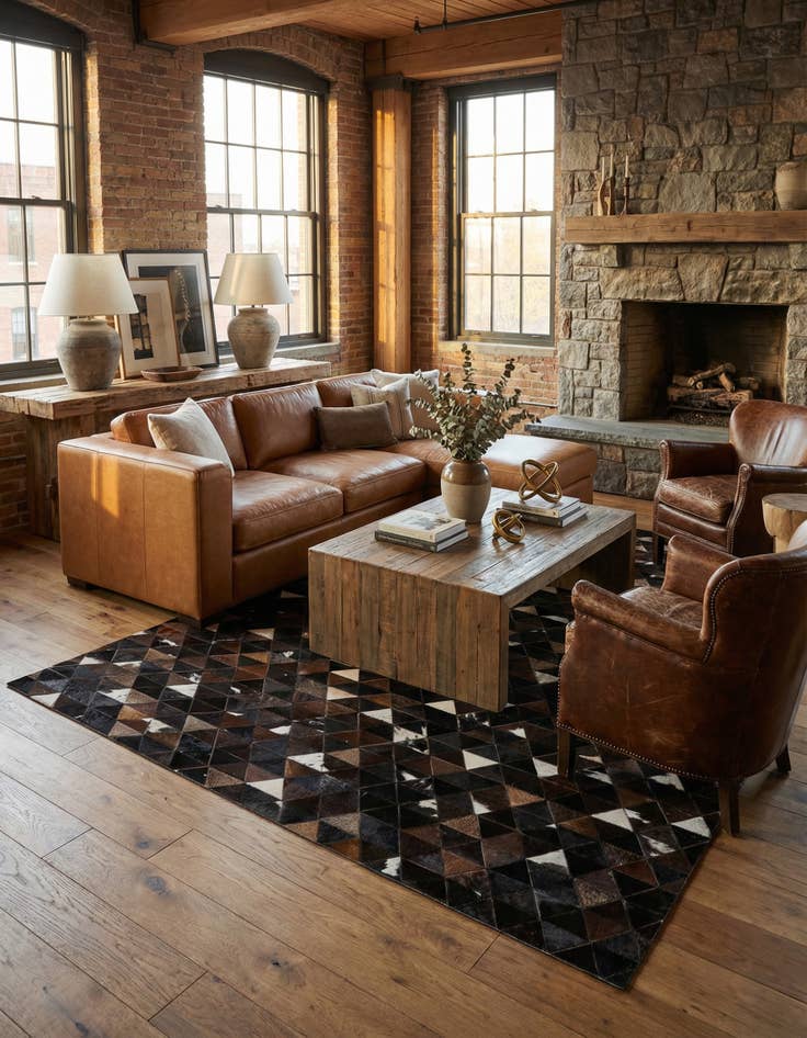 Detail image of 5' x 7' 11 Cowhide Stocks Rug