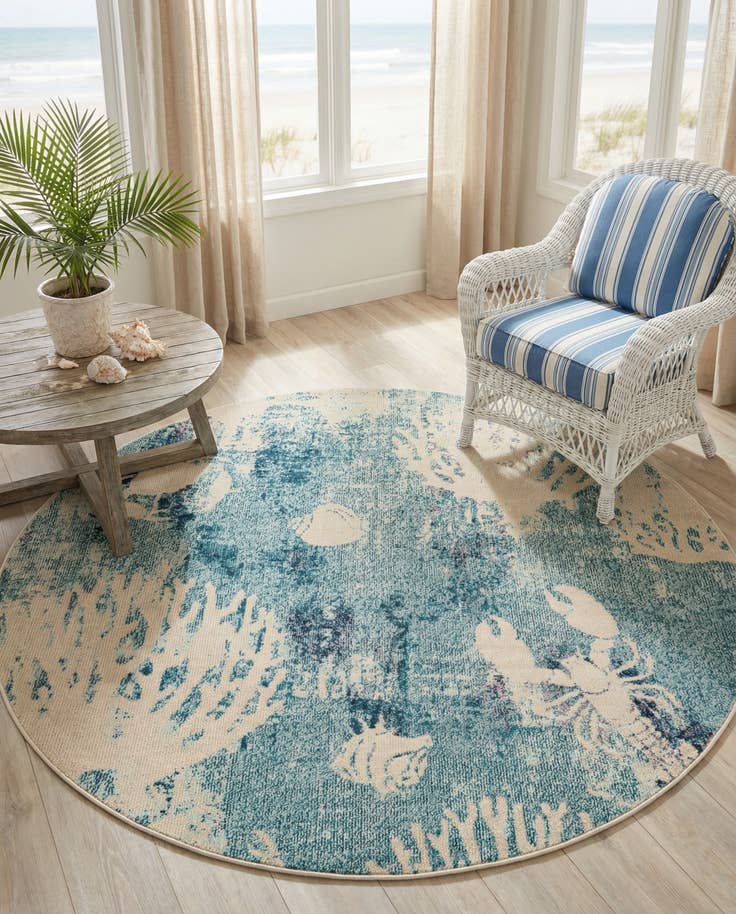 Detail image of 185cm x 185cm lavable Capri Alfombra redondo
