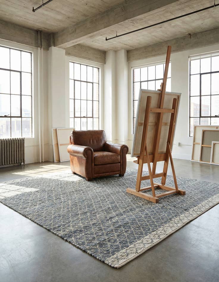 Detail image of 10' x 10'  Hand Woven Chindi Trellis Square Rug