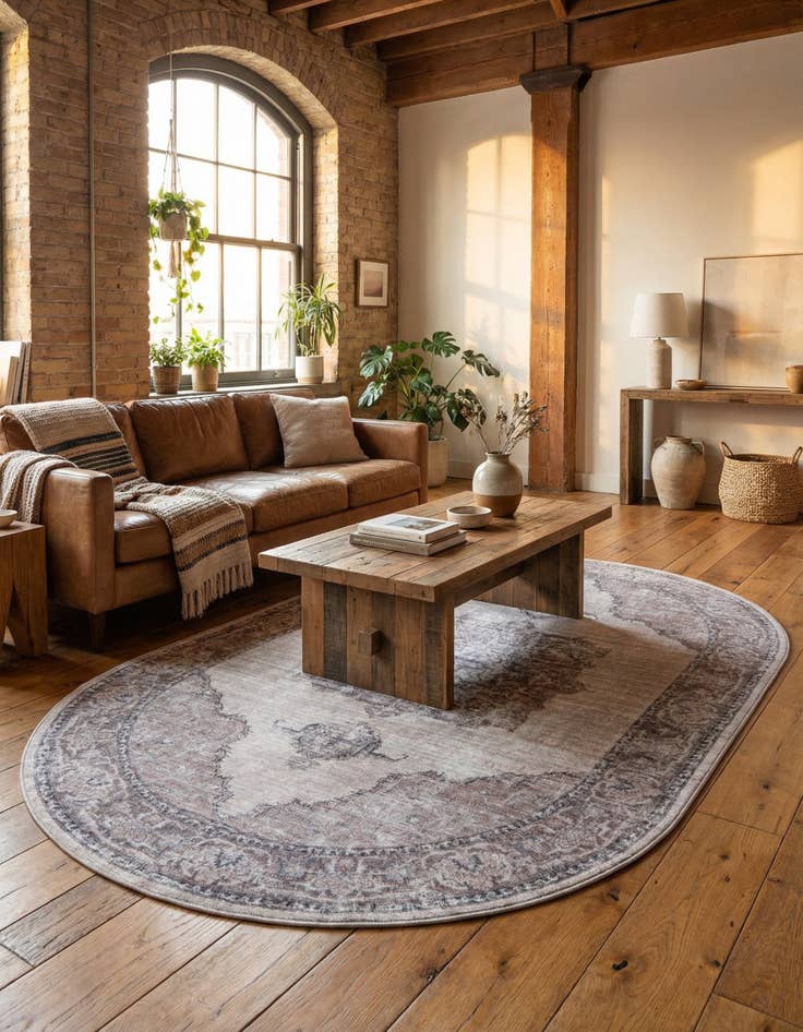 Detail image of 6' x 9'  Washable Mangata Oval Rug