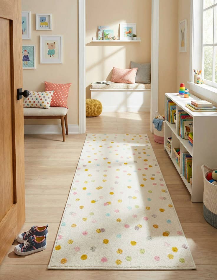 Detail image of 2' 2 x 6' 1 Polka Dot Whimsy Kids Runner Rug
