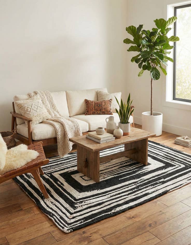 Detail image of 5' 1 x 8' Handmade Braided Chindi Rug