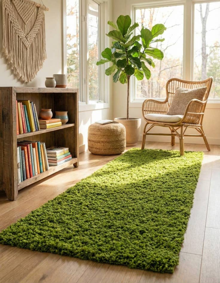 Detail image of 2' x 6' 5 Solid Shag Runner Rug