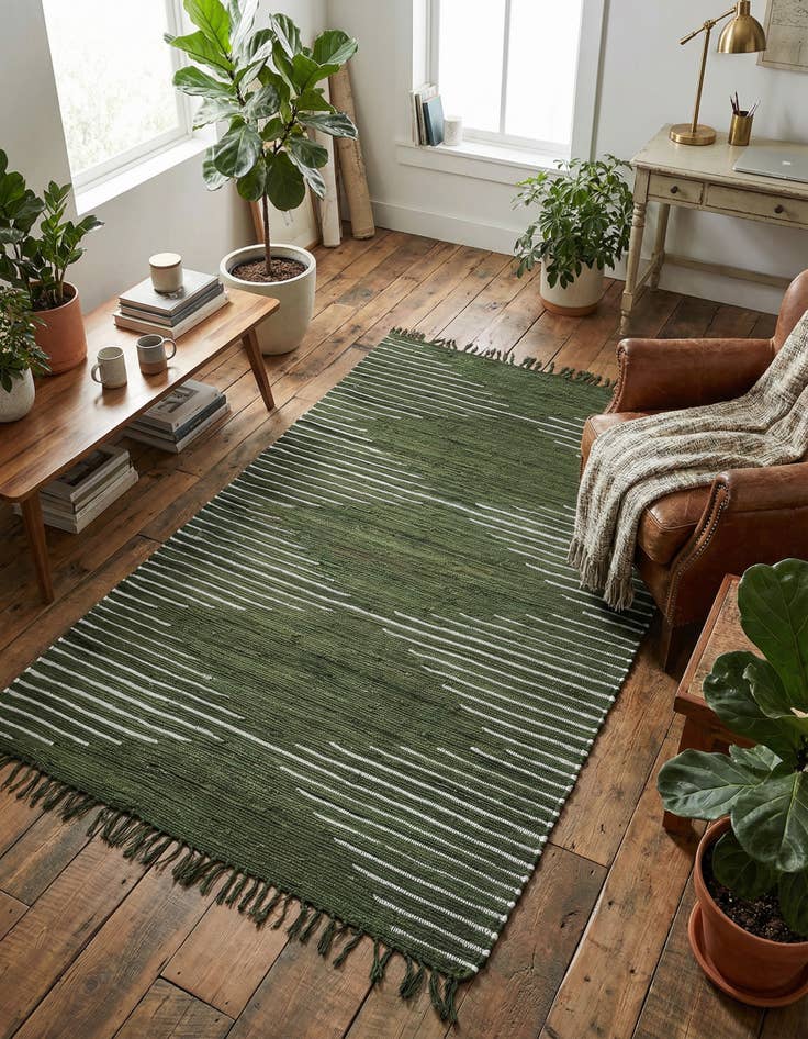 Detail image of 5' 1 x 8' Hand Woven Chindi Cotton Rug