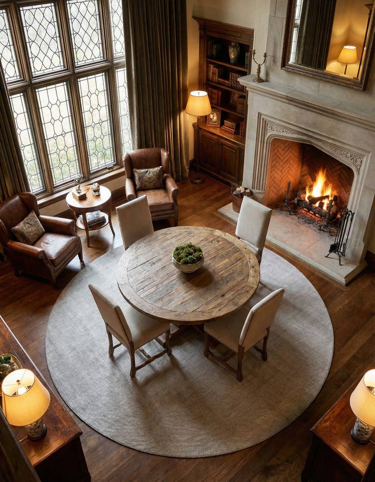 Detail image of 12' x 12'  Hand Woven Jill Zarin English Manor Wool Round Rug