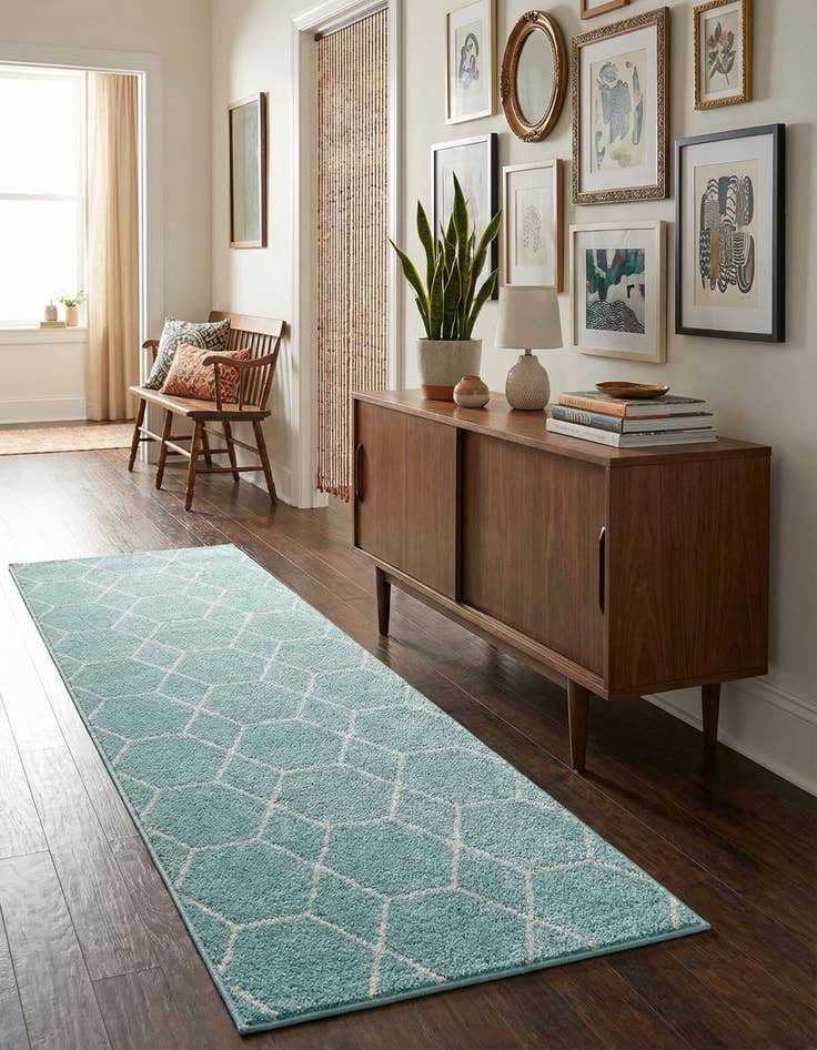 Detail image of 2' x 6' Lattice Frieze Runner Rug