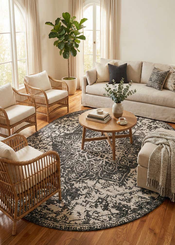 7' 10 x 10' Easy-Clean Jill Zarin Dubai Indoor / Outdoor Oval Rug