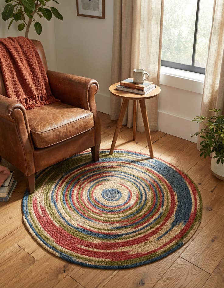 Detail image of 3' 1 x 3' 1 Handmade Braided Jute Round Rug