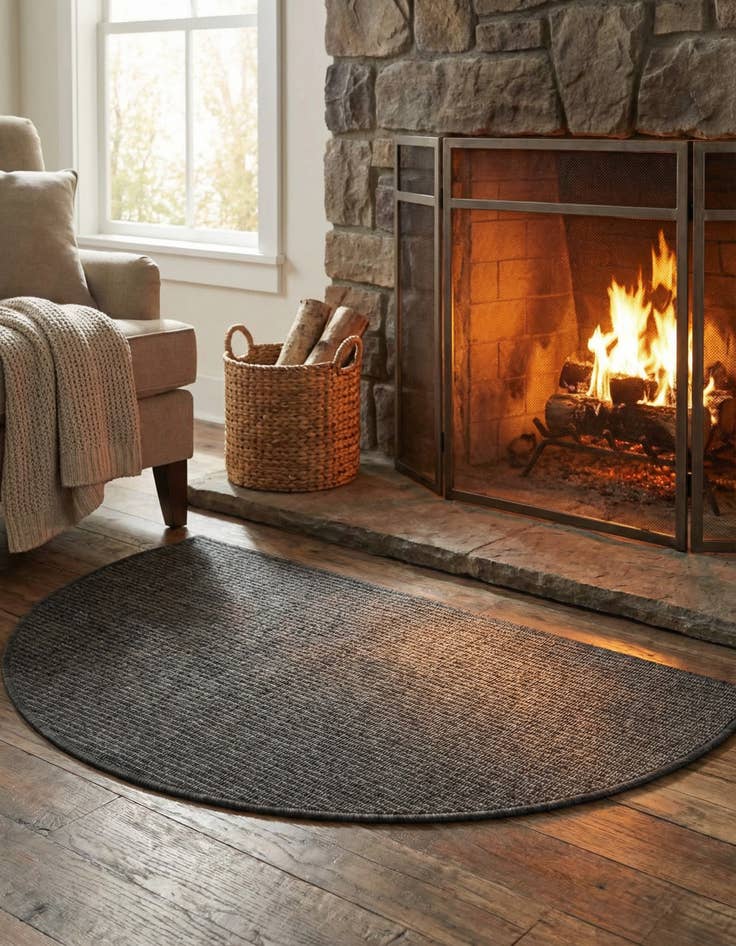 Detail image of 2' 2 x 3' 7 Washable Solid Indoor / Outdoor Hearth Rug