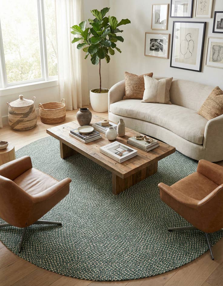 Detail image of 10' x 10' Handmade Tweed Braided Jute Round Rug