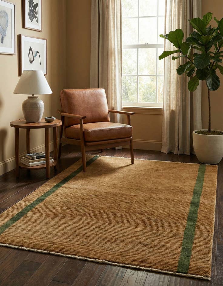 Detail image of 3' 2 x 4' 6 Hand Knotted Modern Ziegler Wool Rug