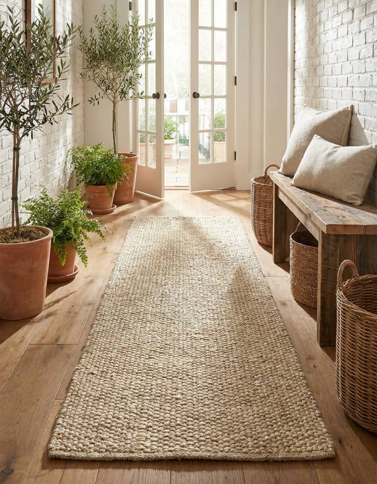 Detail image of 2' 7 x 6' 1 Hand Woven Chunky Jute Runner Rug