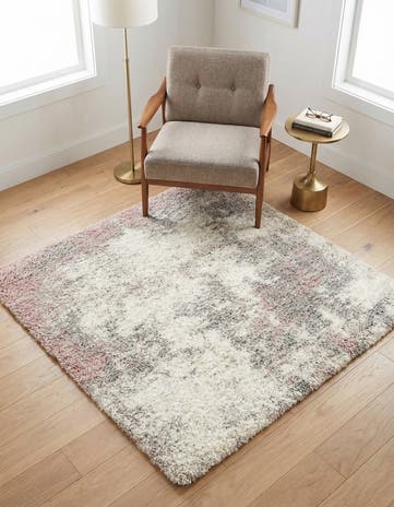 Pink Soft Touch Shag Square Rug