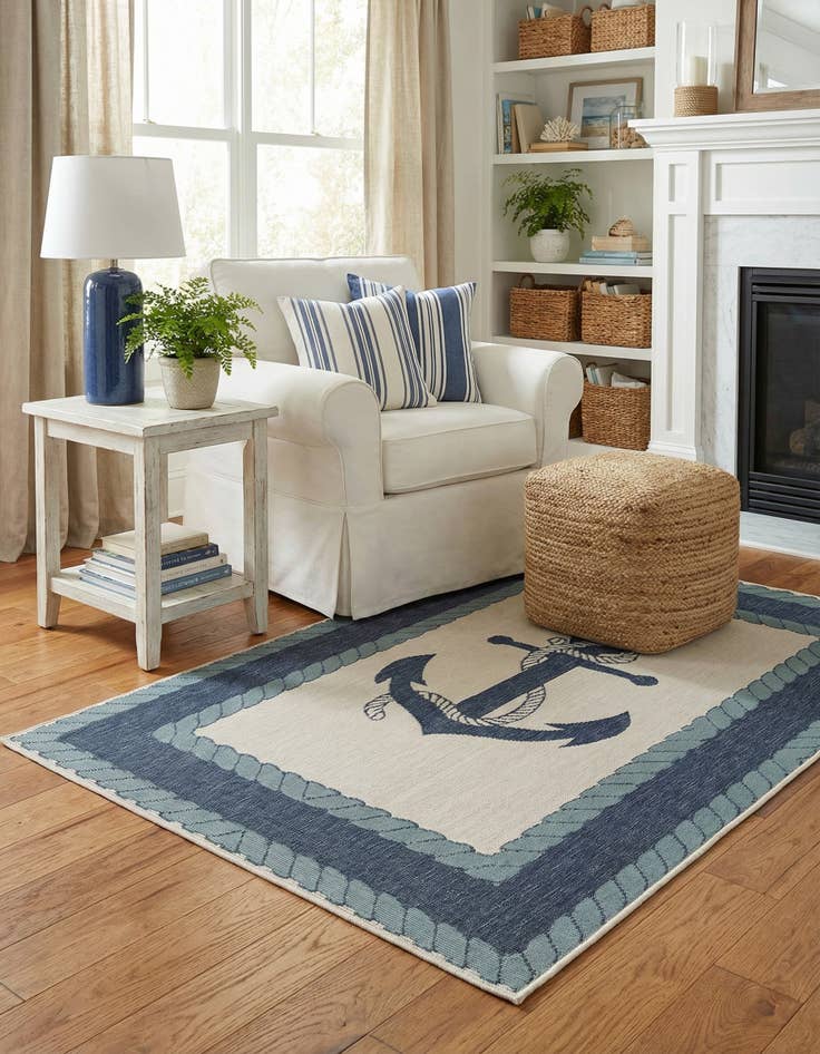 Detail image of 4' x 6' Washable Coastal Indoor / Outdoor Rug