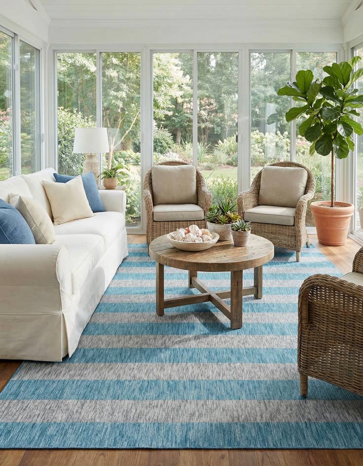 Detail image of 9' x 12' Washable Ribbon Indoor / Outdoor Rug