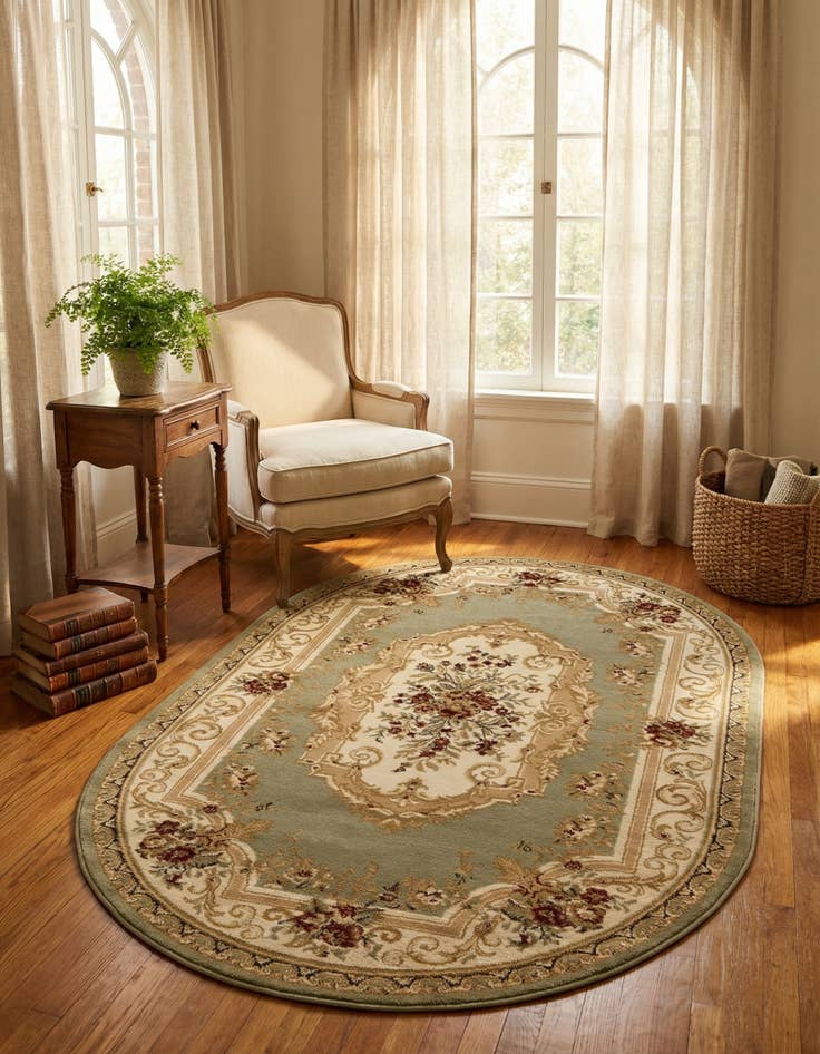 Detail image of 4' x 6' Classic Aubusson Oval Rug