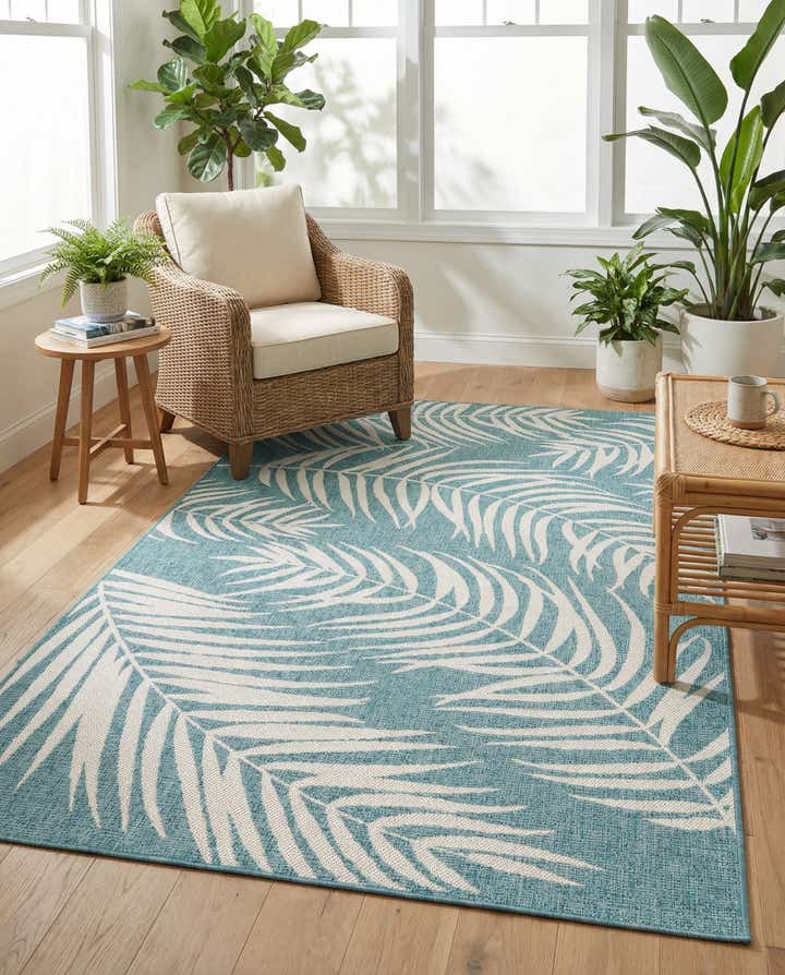 5' 3 x 8' Easy-Clean Botanical Indoor / Outdoor Rug