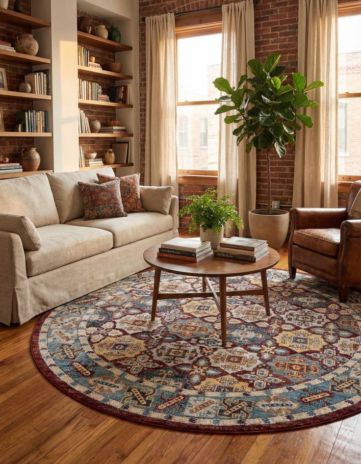 Detail image of 7' 10 x 7' 10 Kamala Washable Round Rug