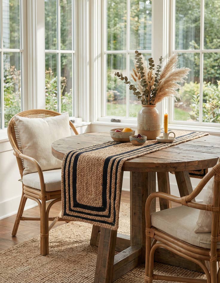 Detail image of 1' 2 x 4' 1  Hand Braided Jute Table Runner Rug