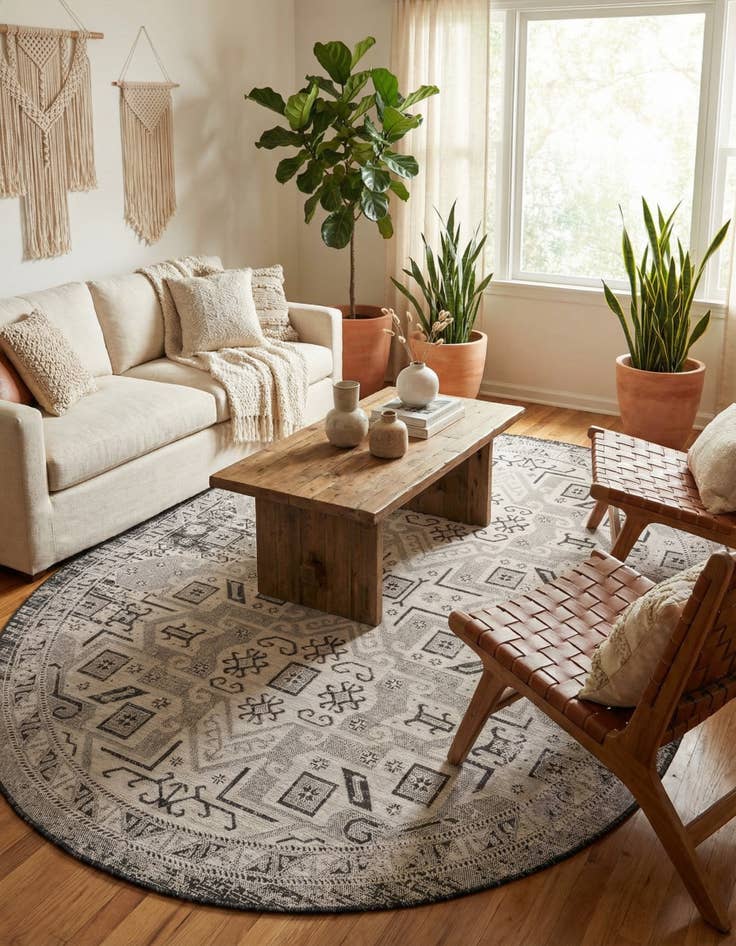 Detail image of 7' 10 x 10' Washable Aztec Indoor / Outdoor Oval Rug