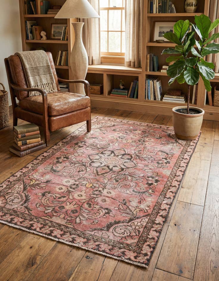 Detail image of 3' 9 x 5' 8 Hand Knotted Ultra Vintage Persian Wool Rug