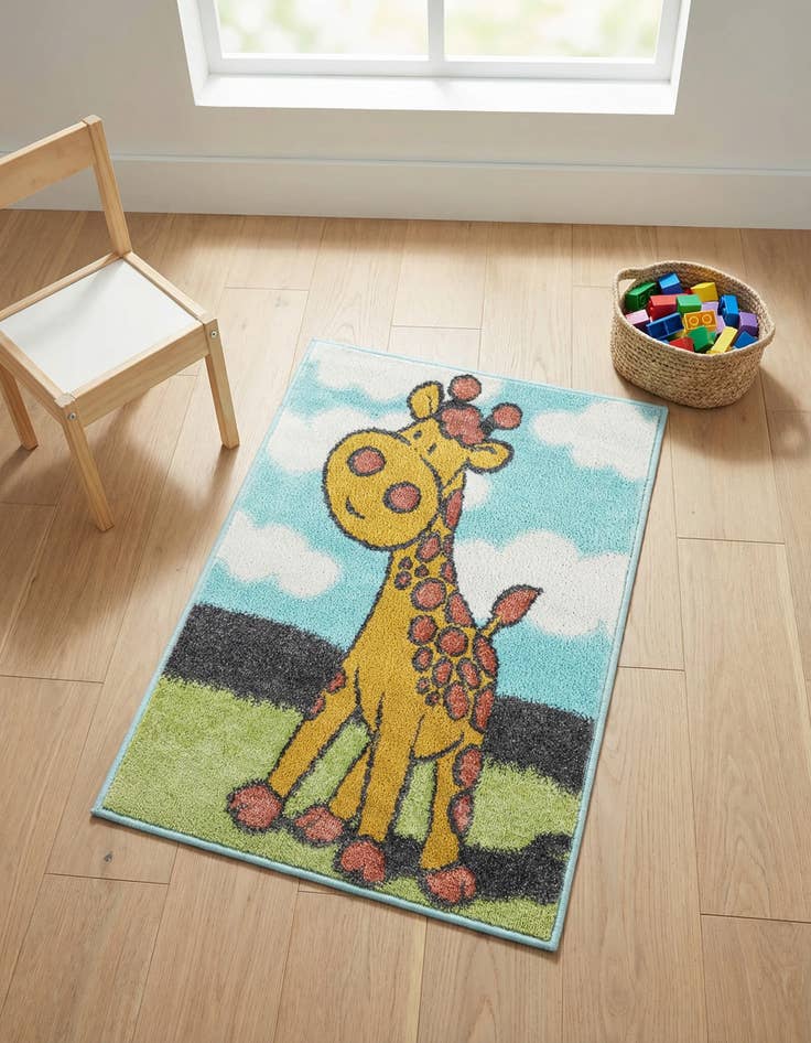 Detail image of 2' 2 x 3' 1 Giraffe Whimsy Kids Rug