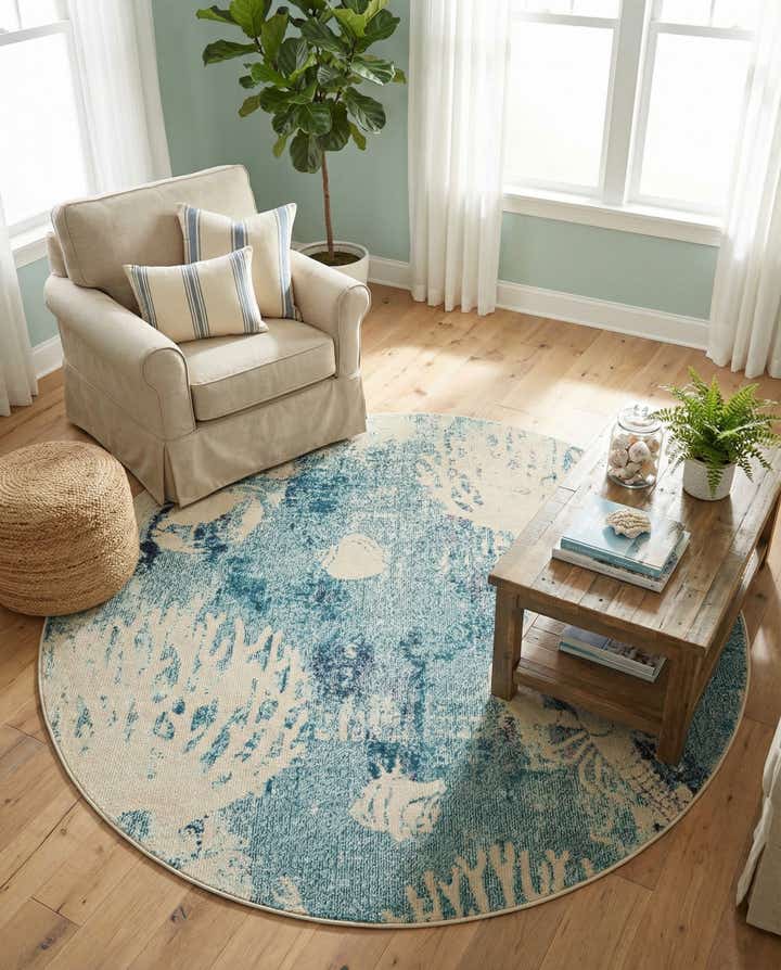 185cm x 185cm lavable Capri Alfombra redondo