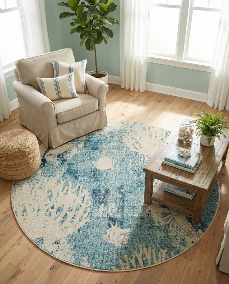 Detail image of 185cm x 185cm lavable Capri Alfombra redondo