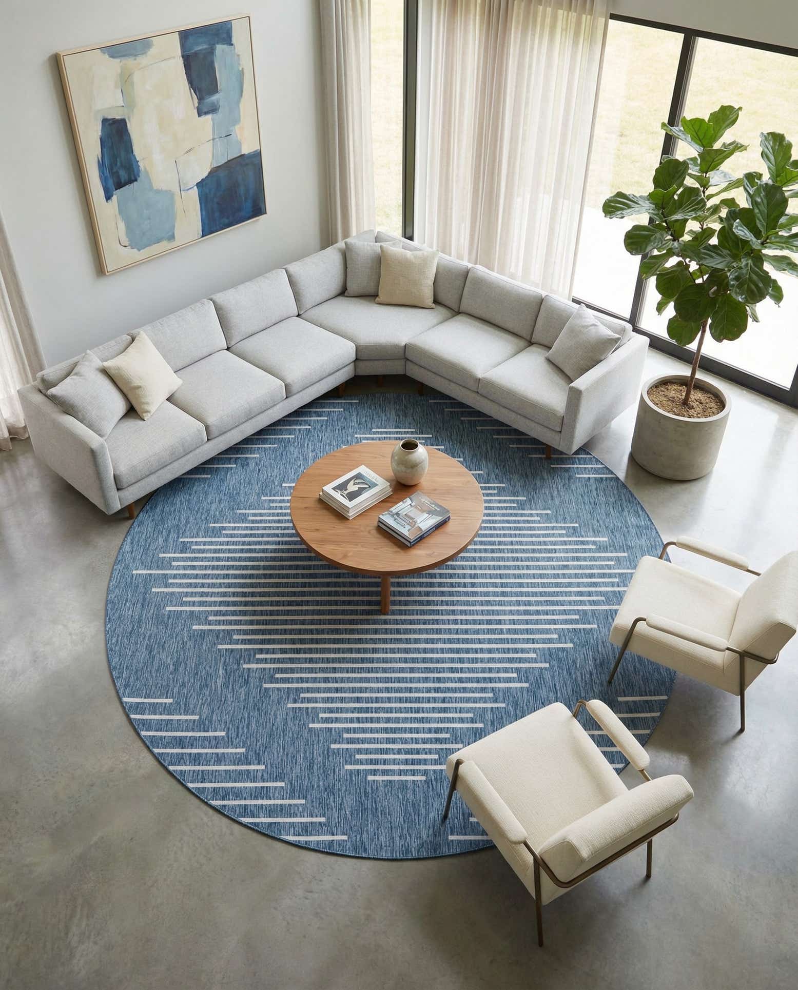 13' x 13' Easy-Clean Modern Indoor / Outdoor Round Rug