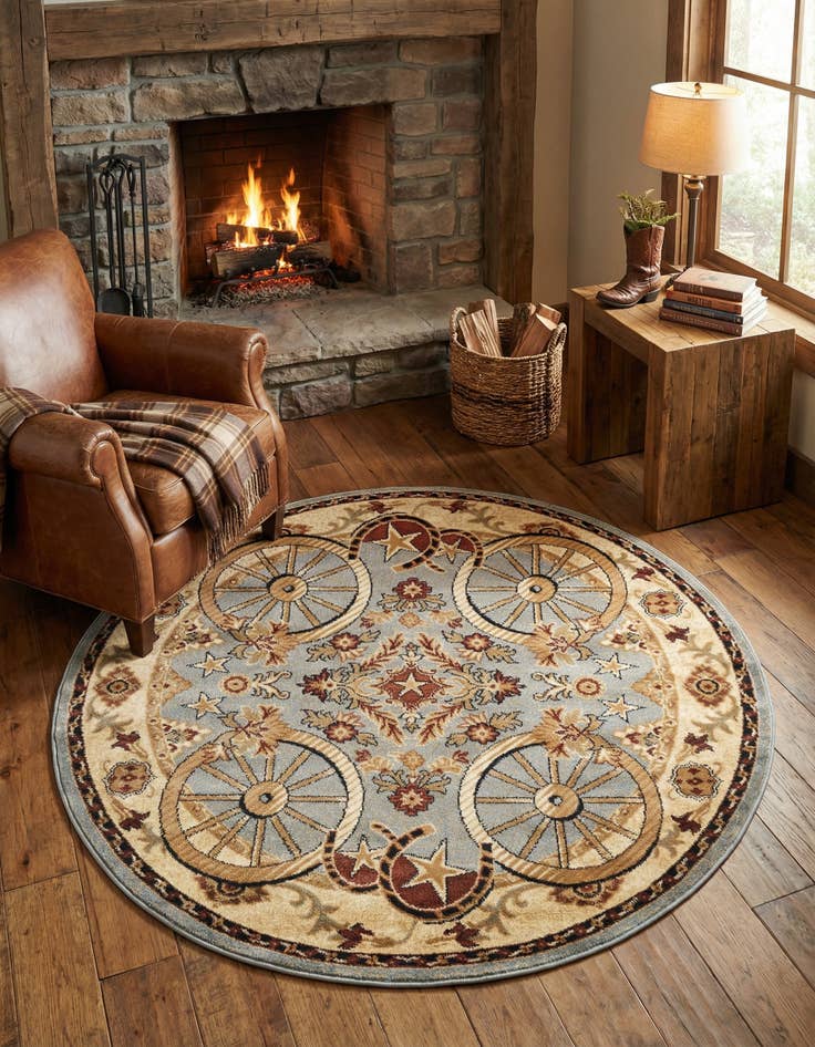 Detail image of 5' 3 x 5' 3 Pioneer Round Rug