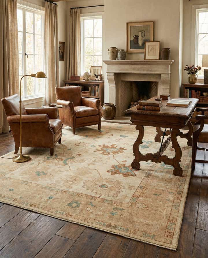 9' x 11' Hand Knotted Oushak Wool Rug