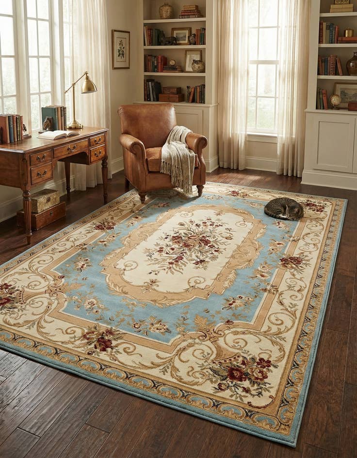 Detail image of 7' 10 x 11' Classic Aubusson Rug