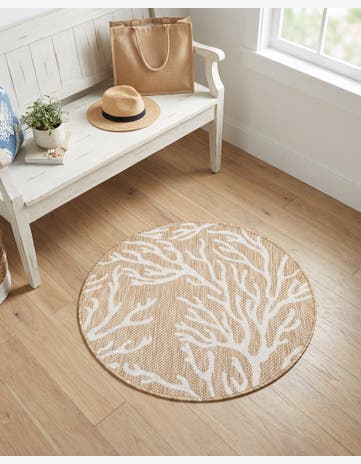 3' x 3' Easy-Clean Coastal Indoor / Outdoor Round Rug
