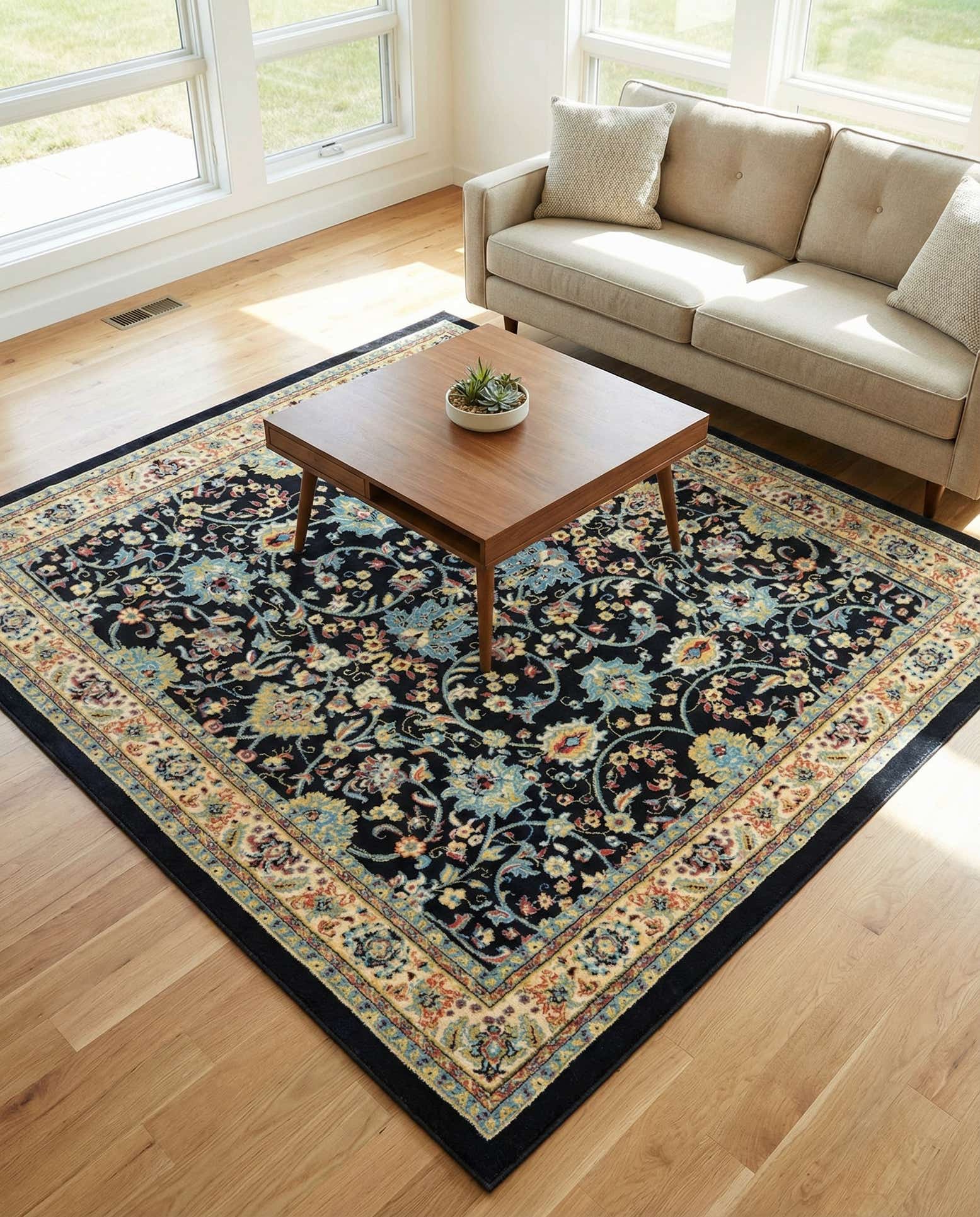 240cm x 240cm Kashan Design Quadrat Teppich