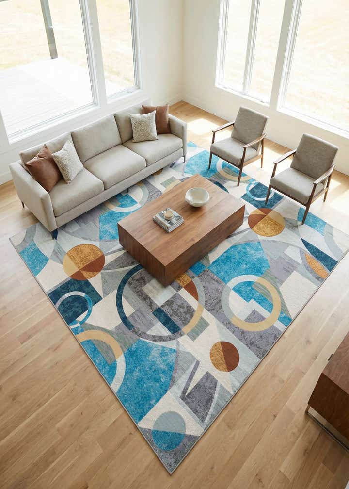 10' x 10' Easy-Clean Modern Indoor / Outdoor Square Rug