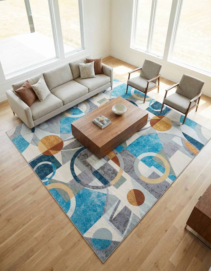 Detail image of 10' x 10' Easy-Clean Modern Indoor / Outdoor Square Rug