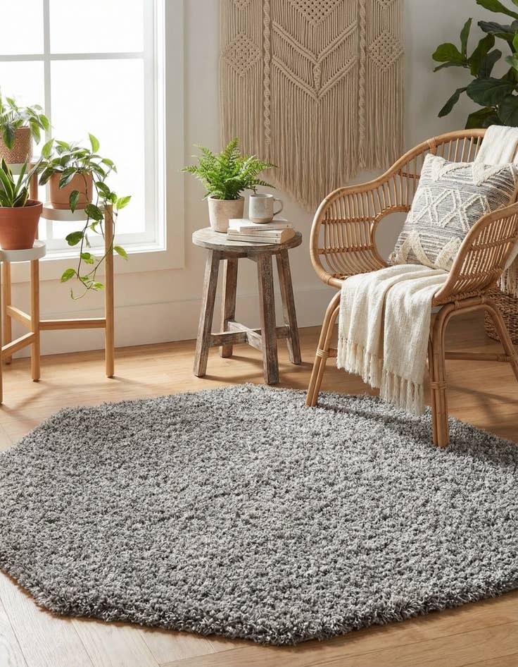 Detail image of 4' x 4' Solid Shag Octagon Rug