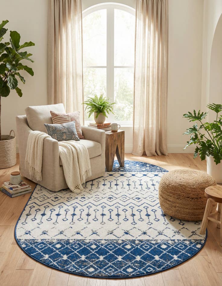 Detail image of 5' 3 x 8' Moroccan Trellis Oval Rug